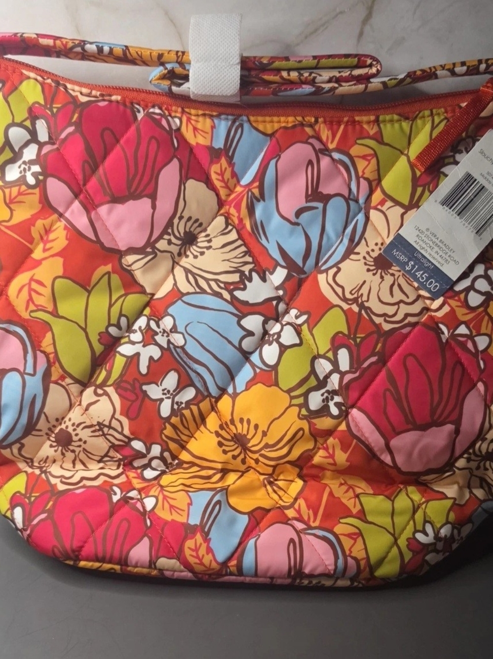 Vera Bradley Quilted Floral Shoulder Bag - Orange Pink Blue Yellow